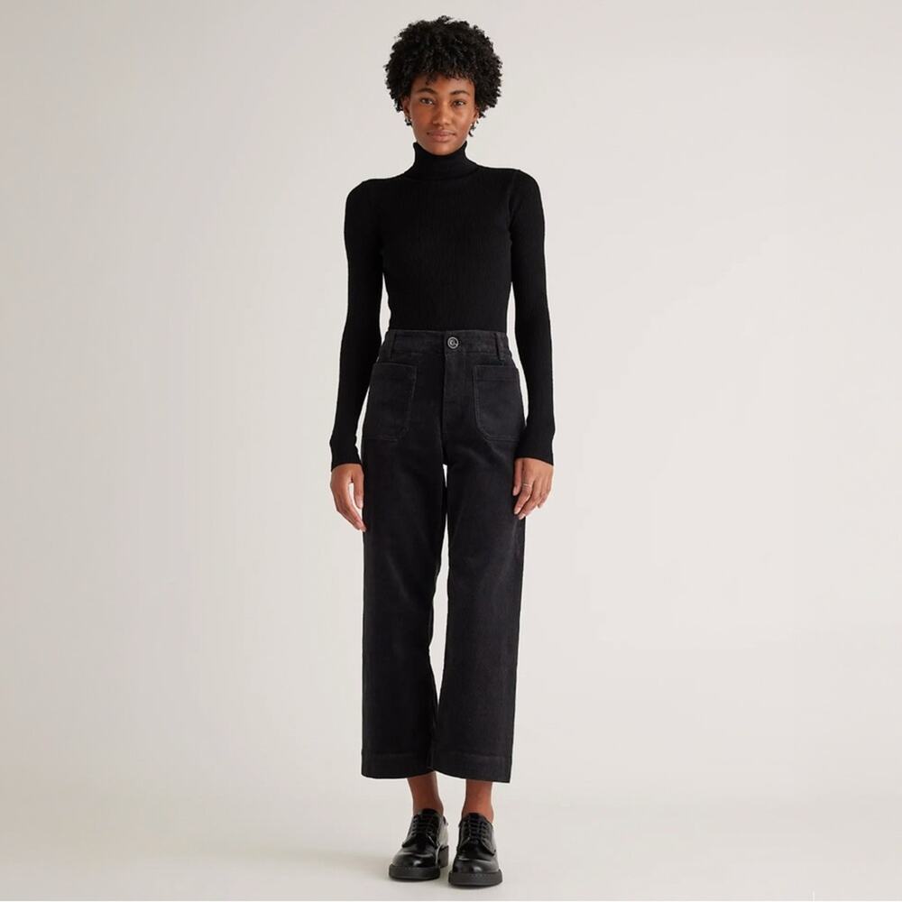 Quince Organic Stretch Corduroy Cropped Wide Leg Pants - Size 6